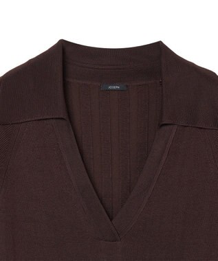 JOSEPH 【洗える】サティニーリブ　ロングスリーブポロニット Ebony