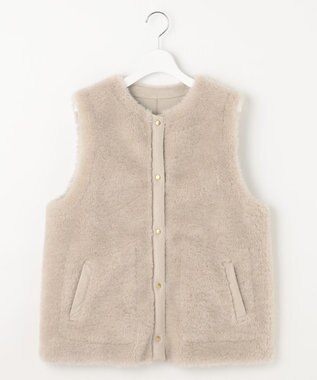 自由区 リバーシブルエコメリノムートン ジレ ベージュ