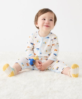 MIKI HOUSE HOT BISCUITS 【60-80cm】 フライス素材 カバーオール肌着 ブルー