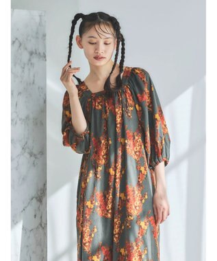 Green Parks ■ＥＳＣＡＲ　アートフラワーｐｔワンピース Charcoal Gray