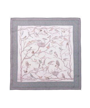 MOONBAT 【WEB限定】PAUL & JOE ACCESSOIRES シルクシフォンスカーフ 58×58cm ビリジアン(Birds on Branch)