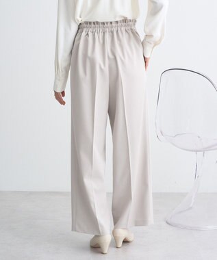 earth music&ecology ウエストフリルワイドパンツ Beige