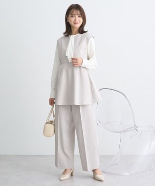 earth music&ecology ウエストフリルワイドパンツ Beige