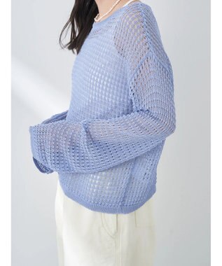 earth music&ecology レーシーニットプルオーバー Blue