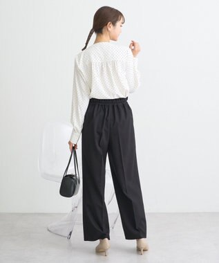 earth music&ecology ウエストフリルワイドパンツ Black