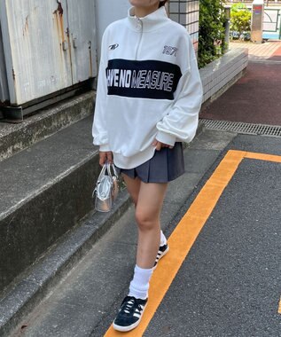 WEGO グラフィックハーフジップビッグスウェット ホワイト