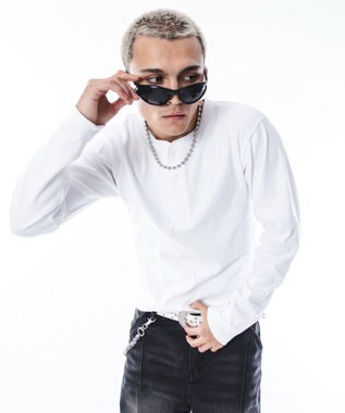 WEGO 【ユニセックス着用ITEM】コンパクトフィットリブヘンリーネックT（LS） ホワイト