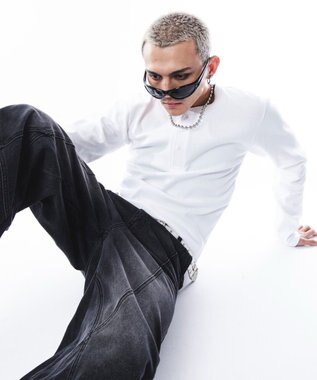 WEGO 【ユニセックス着用ITEM】コンパクトフィットリブヘンリーネックT（LS） ホワイト