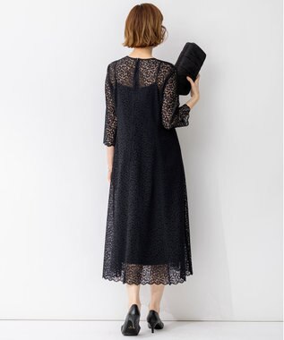 23区 S 【APPLAUDIR】ニュアンスフラワーレース ドレス ネイビー系