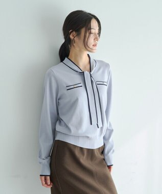 YECCA VECCA 配色ボウタイニット Ivory