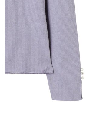 earth music&ecology ハートネック袖パールニットプルオーバー Lavender