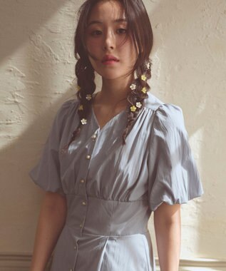 Feroux バルーンスリーブ ワンピース スカイブルー系