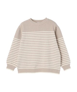 CRAFT STANDARD BOUTIQUE 洗えるモールニットボーダープルオーバー Gray Beige