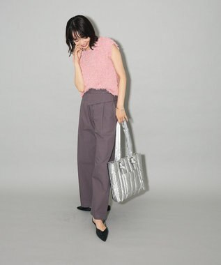 Green Parks ・ｆｕｒｒｙ　ｒａｔｅ　シャイニーキルティングバッグ Silver