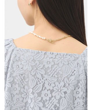 earth music&ecology フラワーレースブラウス Light Gray