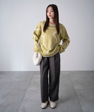 WEGO 【手洗い可】ハイウエストセンタープレスワイドパンツ グレー