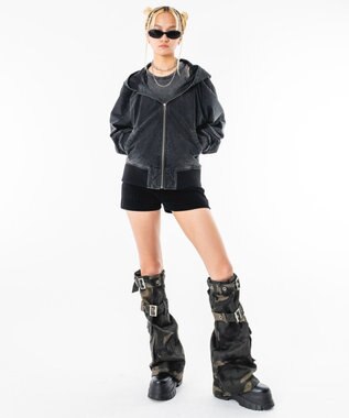 WEGO 【ユニセックス着用ITEM】リップストップフードブルゾン ブラックその他