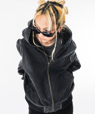 WEGO 【ユニセックス着用ITEM】リップストップフードブルゾン ブラックその他