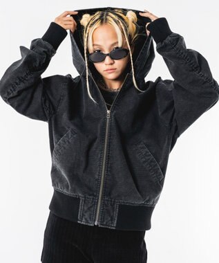 WEGO 【ユニセックス着用ITEM】リップストップフードブルゾン ブラックその他