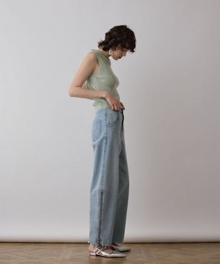 GRACE CONTINENTAL スパンコールニットノースリーブ ライトグリーン