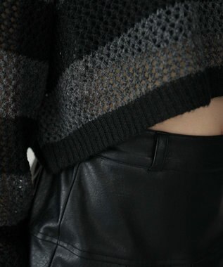 WEGO モヘアタッチ2WAYワンショルニット ブラック