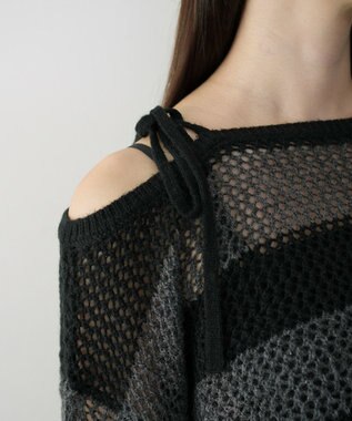 WEGO モヘアタッチ2WAYワンショルニット ブラック