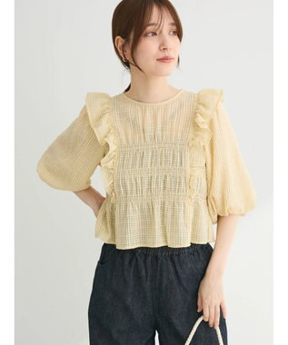 Green Parks ・ＥＬＥＮＣＡＲＥ　ＤＵＥ　シャドーチェックブラウス Yellow