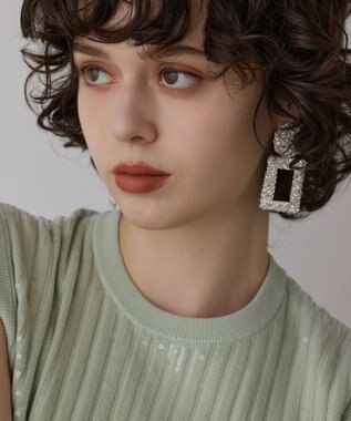 GRACE CONTINENTAL スパンコールニットノースリーブ ライトグリーン