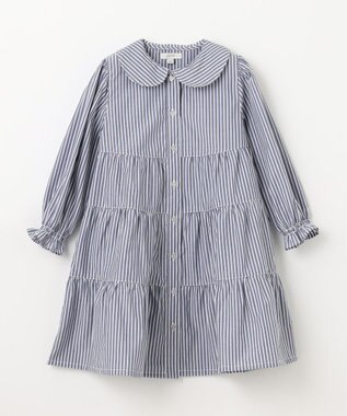 ANY KIDS ストライプ シャツ ワンピース ブルーストライプ