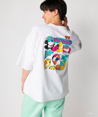OP／FILA 【Ocean Pacific】ミッキー/水陸両用ビッグTシャツ/ユニセックス ホワイト