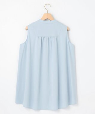 組曲 【洗える】ブラウスライクジャージーノースリーブ カットソー サックスブルー系