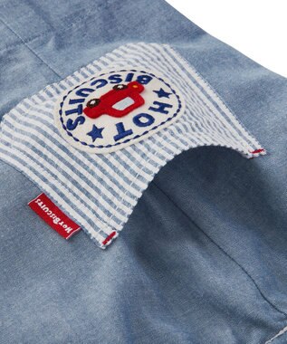 MIKI HOUSE HOT BISCUITS 【80-120cm】ダンガリー素材 6分丈ハーフパンツ ブルー