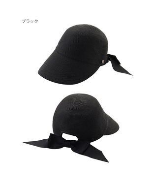 MOONBAT 【遮光】FURLA(フルラ)ビッグリボン ペーパーブレード ジョッキー 帽子 ブラック