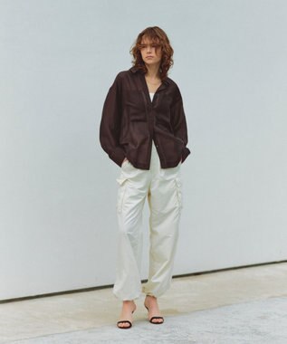 UNFILO シアーオーバーシャツ ダークブラウン