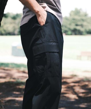 SHARE PARK MENS 【撥水・UVカット・ストレッチ・軽量 】ナイロンカーゴパンツ（Lサイズ） ブラック系