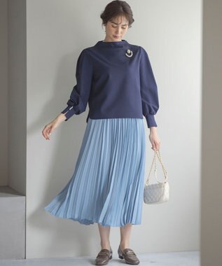 組曲 【WEB限定・2SET】ポンチトップス×プリーツスカートセットアップ ネイビー×ブルー系
