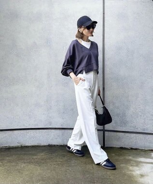 Green Parks ショート丈Ｖネックポンチプルオーバー Charcoal Gray