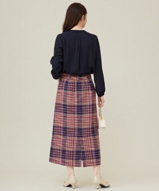 ANY SIS 【25周年記念】ビットポイントツイーディ スカート ピンク系チェック