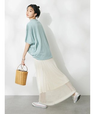 CRAFT STANDARD BOUTIQUE 配色メッシュニットスカート Ivory