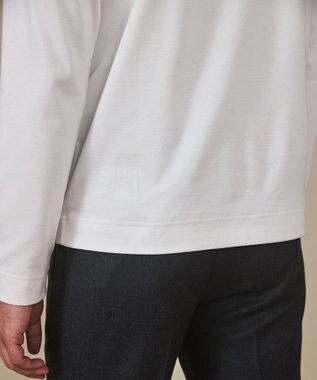 GOTAIRIKU 仕事で着られる 綿100％ 【洗える】カバーネック ドレスTシャツ_ロング ホワイト系