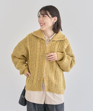 Green Parks シルキータッチストライプシャツ Brown