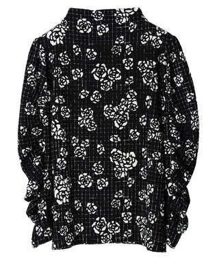 Green Parks ■ＥＳＣＡＲ　ボトルネッククレープカットプルオーバー Flower Black