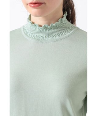 DAKS キュプラ混ハイネックプルオーバー ミニフリル シルトグリーン