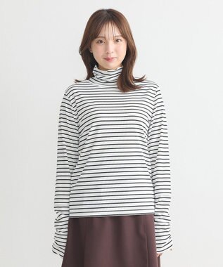 earth music&ecology シャーリングスリーブリブタートルプルオーバー Border