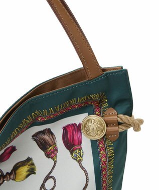 TOPKAPI 【TREASURE TOPKAPI】マイルドサテン スカーフ柄 トートバッグ グリーン