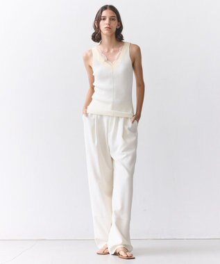 BEIGE， RUBY / レーストリム リブタンクトップ Ecru