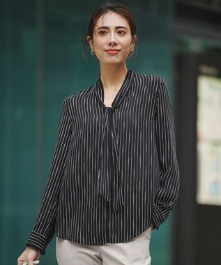 ICB 【新色追加】BackSatinAmunzen 配色ボウタイブラウス