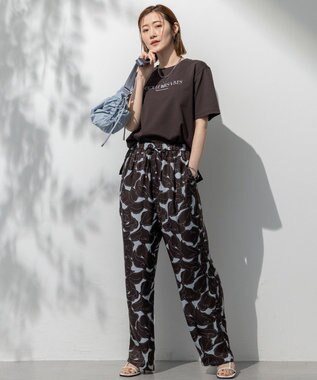 23区 【洗える】ボタニカル カラー Tシャツ ダークブラウン系