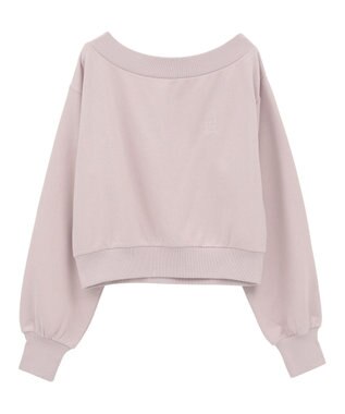 earth music&ecology ショート丈ワンポイント刺繍オフショルスウェット Pink