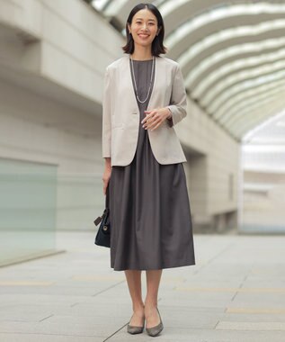 J.PRESS LADIES L エアリースパンボイル ワンピース スレートブラウン系